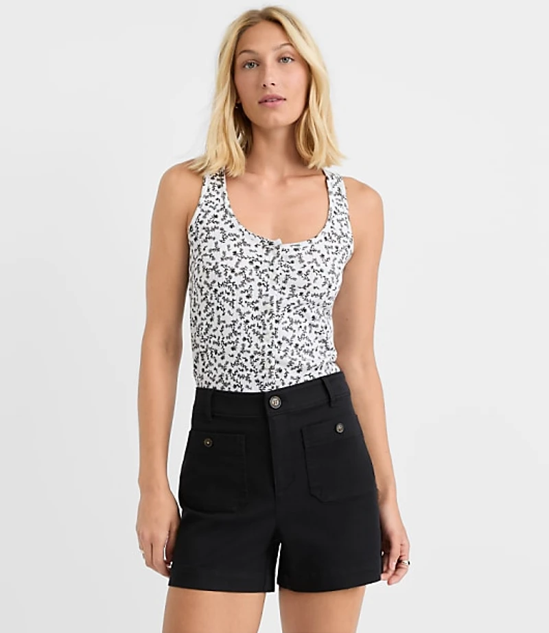Floral Pointelle Button Tank Top