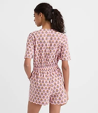 LOFT Beach Garden Tie Front Linen Cotton Romper