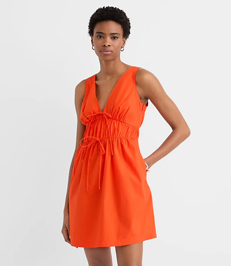 Bow Poplin Mini Pocket Dress