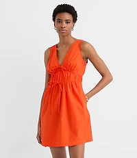 Bow Poplin Mini Pocket Dress