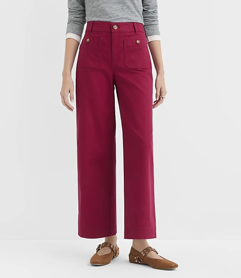 Petite Palmer Wide Leg Crop Pants Twill