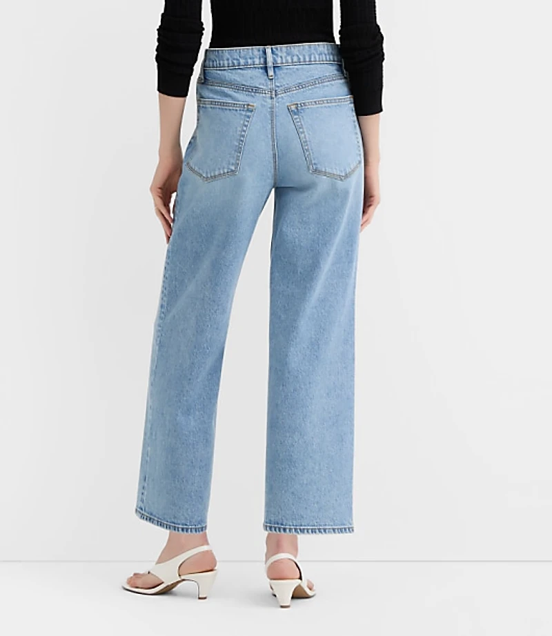 Rivete Short Curvy High Rise Wide Leg Crop Jeans Mid Wash