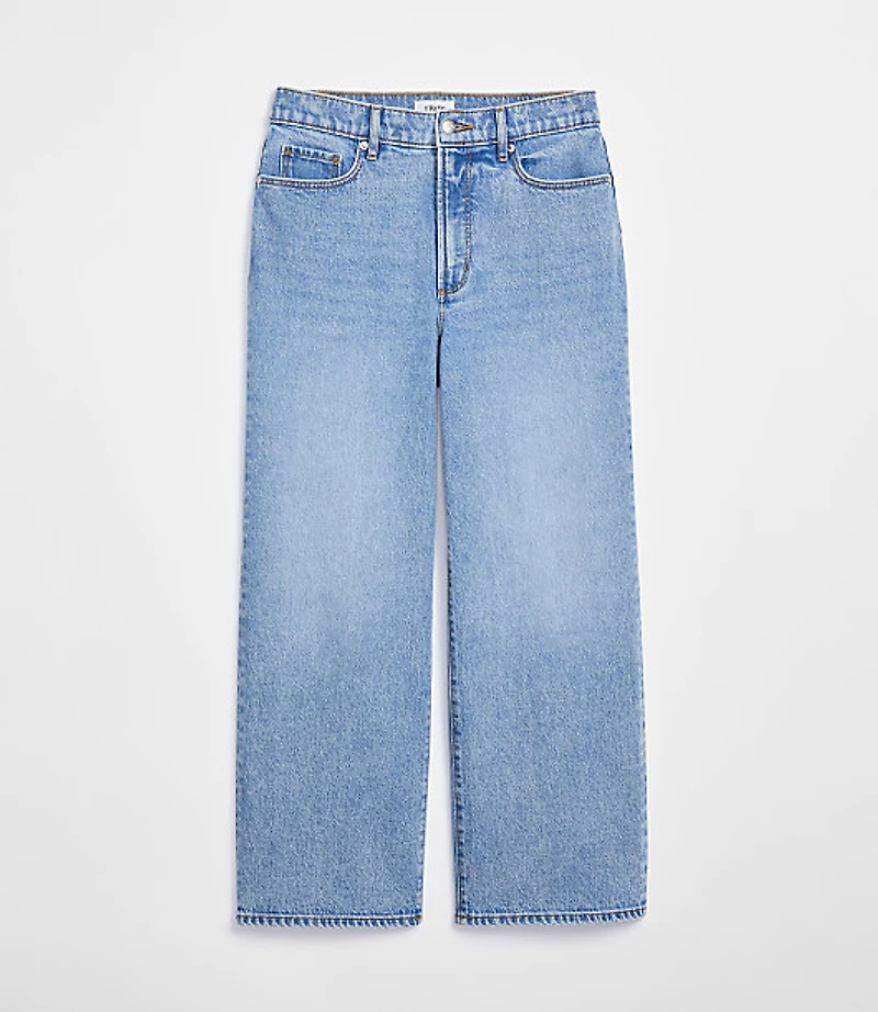 Rivete Short Curvy High Rise Wide Leg Crop Jeans Mid Wash