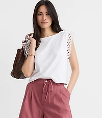 Crochet Trim Modern Wedge Tee