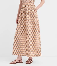 LOFT Beach Garden Linen Cotton Drawstring Maxi Pocket Skirt
