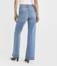 Rivete Let Down Hem Low Rise Wide Leg Jeans Aura Wash