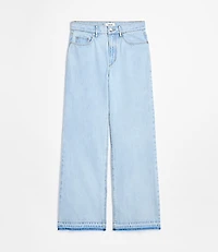 Rivete Tall Curvy Unpicked High Rise Wide Leg Jeans Wave Wash