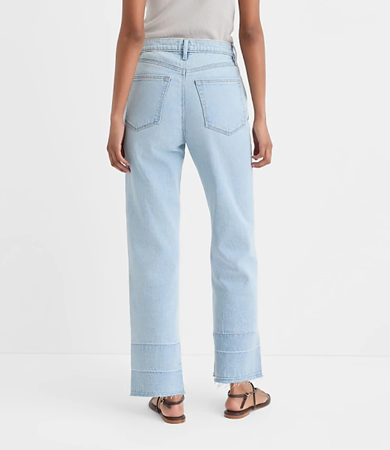 Rivete Petite Curvy Unpicked High Rise Straight Jeans Wave Wash