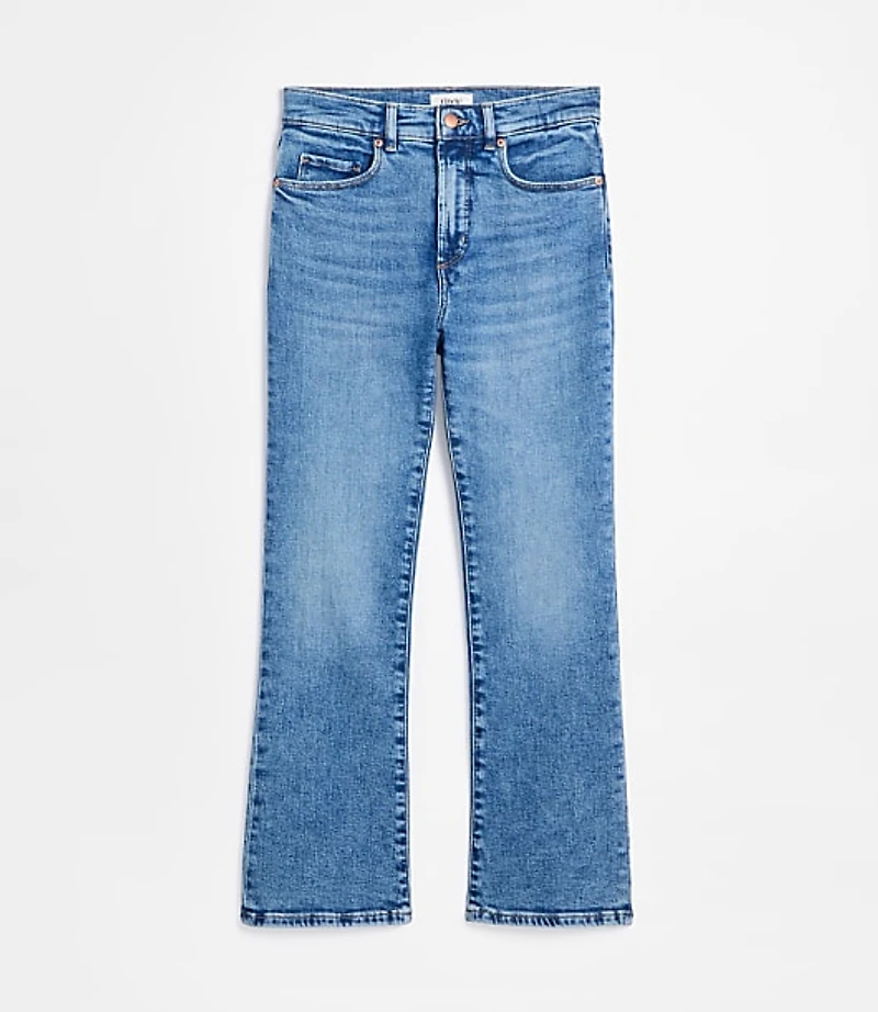 Rivete Petite Curvy High Rise Kick Crop Jeans in Authentic Mid Vintage Wash