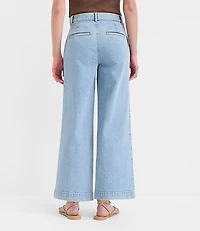 Short Palmer Denim Wide Leg Crop Pants Refined Blue Wash
