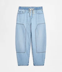 Rivete Tall Curvy Utility High Rise Pull On Jeans Light Wash Indigo