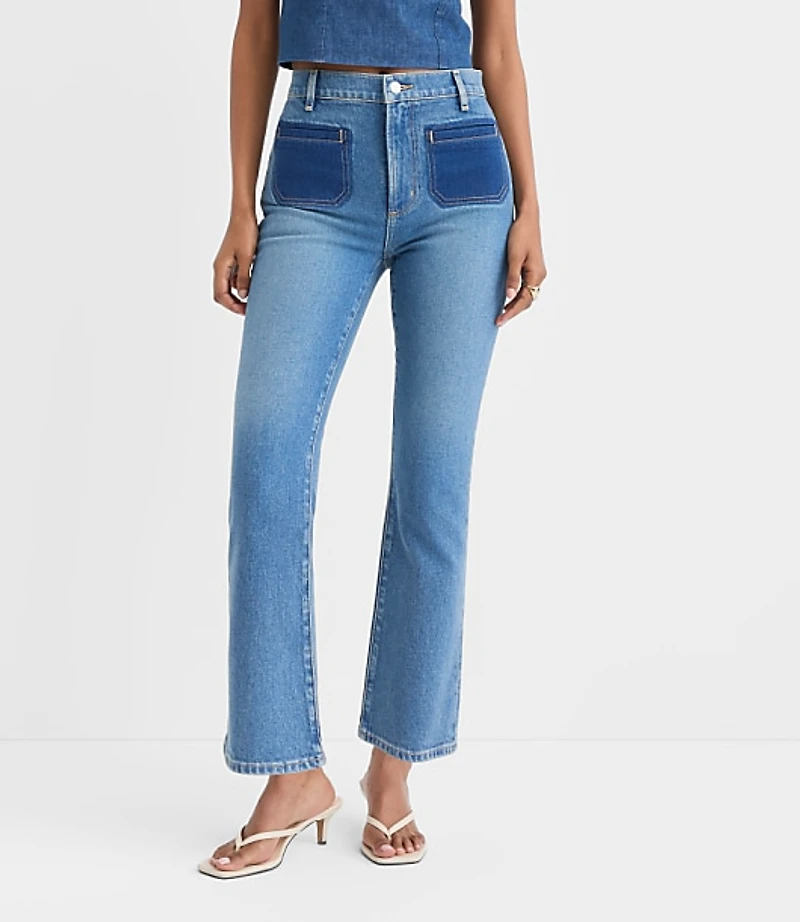 Rivete Tall High Rise Kick Crop Jeans Shadow Blue Wash