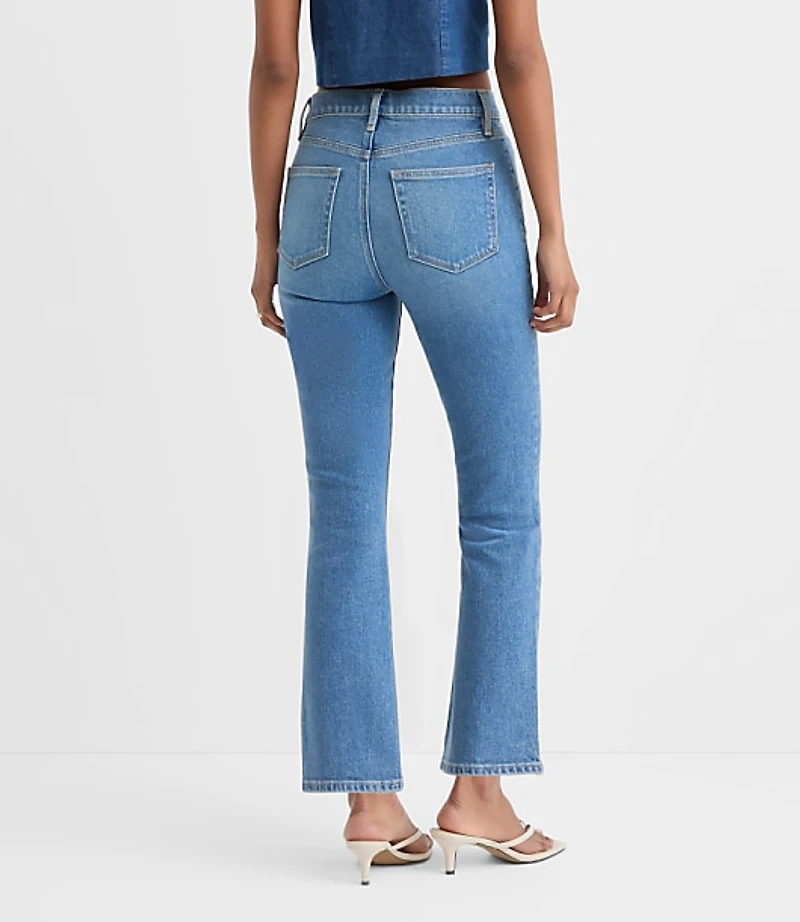Rivete Tall High Rise Kick Crop Jeans Shadow Blue Wash