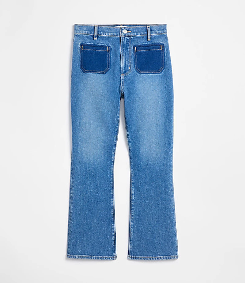 Rivete Curvy High Rise Kick Crop Jeans Shadow Blue Wash