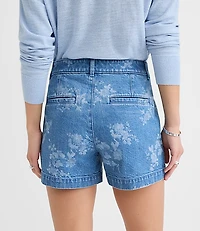 Petite Curvy Palmer Denim Shorts Floral Classic Mid Wash