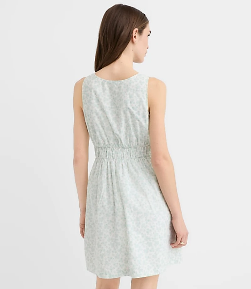 Petite Floral Bow Poplin Mini Pocket Dress