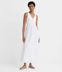 Petite Stripe Ruched Mixed Media Midi Pocket Dress