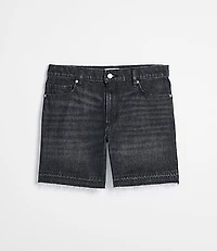 Rivete Curvy Unpicked Boyfriend Shorts in Noir Wash