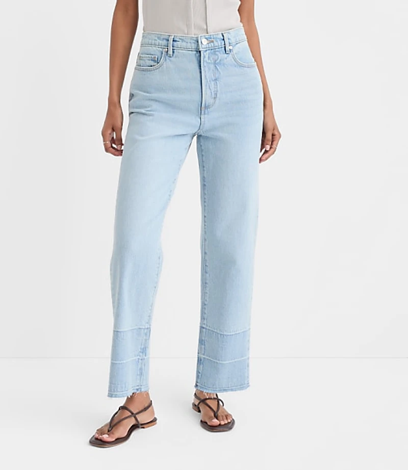 Rivete Tall Unpicked High Rise Straight Jeans Wave Wash