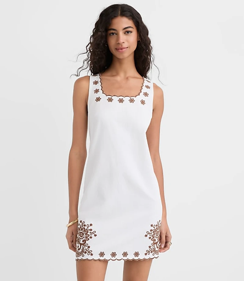 Petite Scalloped Floral Eyelet Mini Dress