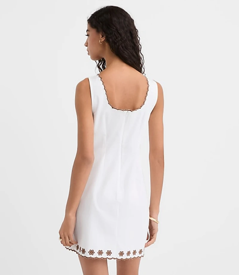 Petite Scalloped Floral Eyelet Mini Dress