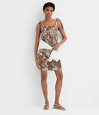 Petite Floral Eyelet Tie Strap Mini Dress