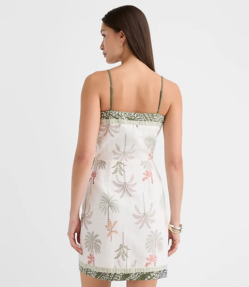 Petite Palm Linen Cotton Sarong Mini Dress