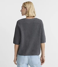 Saddle Sleeve Relaxed V-Neck Sweater Tee