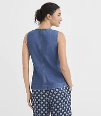 Seamed Denim Vest Classic Mid Wash