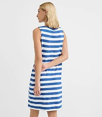 Petite Striped Side Button Mini Dress