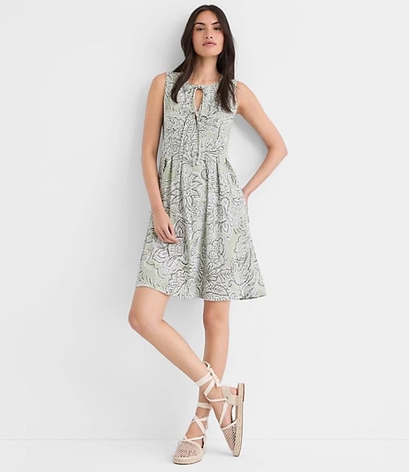 Petite Floral Pintucked Bow Mini Pocket Dress