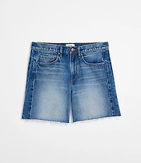Rivete Petite Curvy Fresh Cut Seamed Boyfriend Shorts Dark Wash