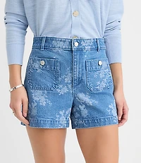 Petite Palmer Denim Shorts Floral Classic Mid Wash