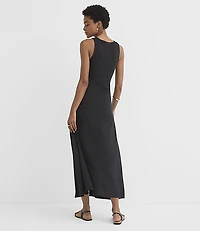 Petite Beaded Keyhole Ruched Midi Dress