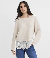 Lace Mixed Media Dolman Sweater