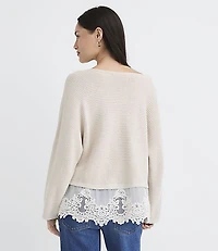 Lace Mixed Media Dolman Sweater