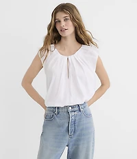 Pleated Keyhole Top