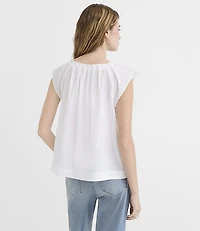 Pleated Keyhole Top