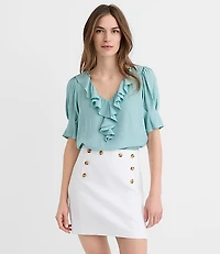 Pintucked Ruffle Blouse