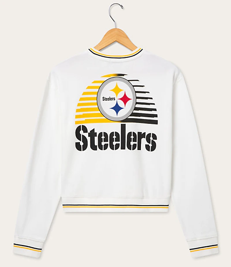 Junk Food Pittsburgh Steelers Striped Ribbed Cropped Fleece