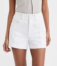 Rivete Double Shank High Rise Denim Shorts White