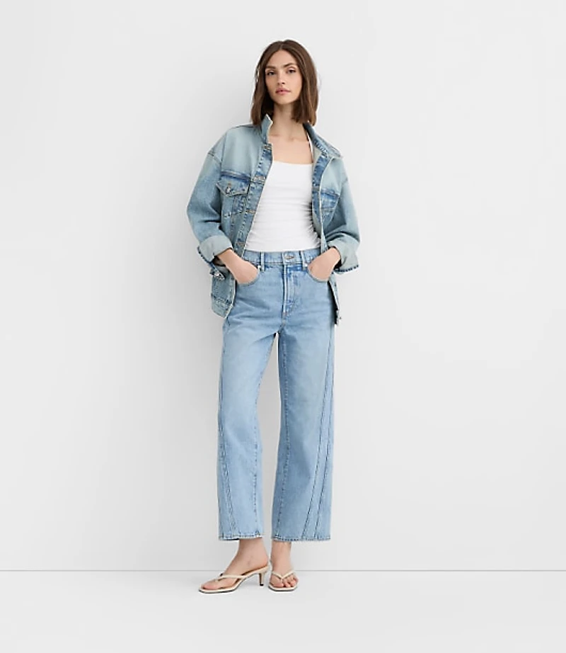 Rivete Twist Seam High Rise Wide Leg Crop Jeans Original Medium Stone Wash