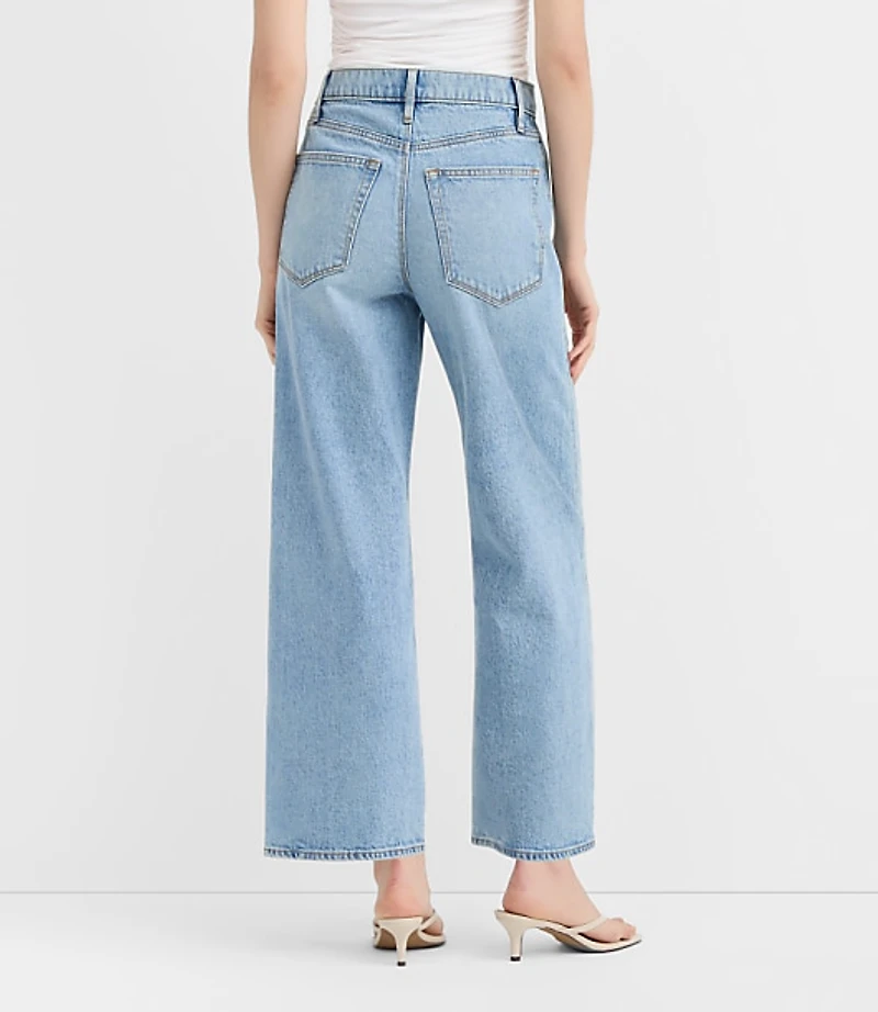 Rivete Twist Seam High Rise Wide Leg Crop Jeans Original Medium Stone Wash