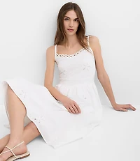 Petite Floral Eyelet Strappy Midi Dress