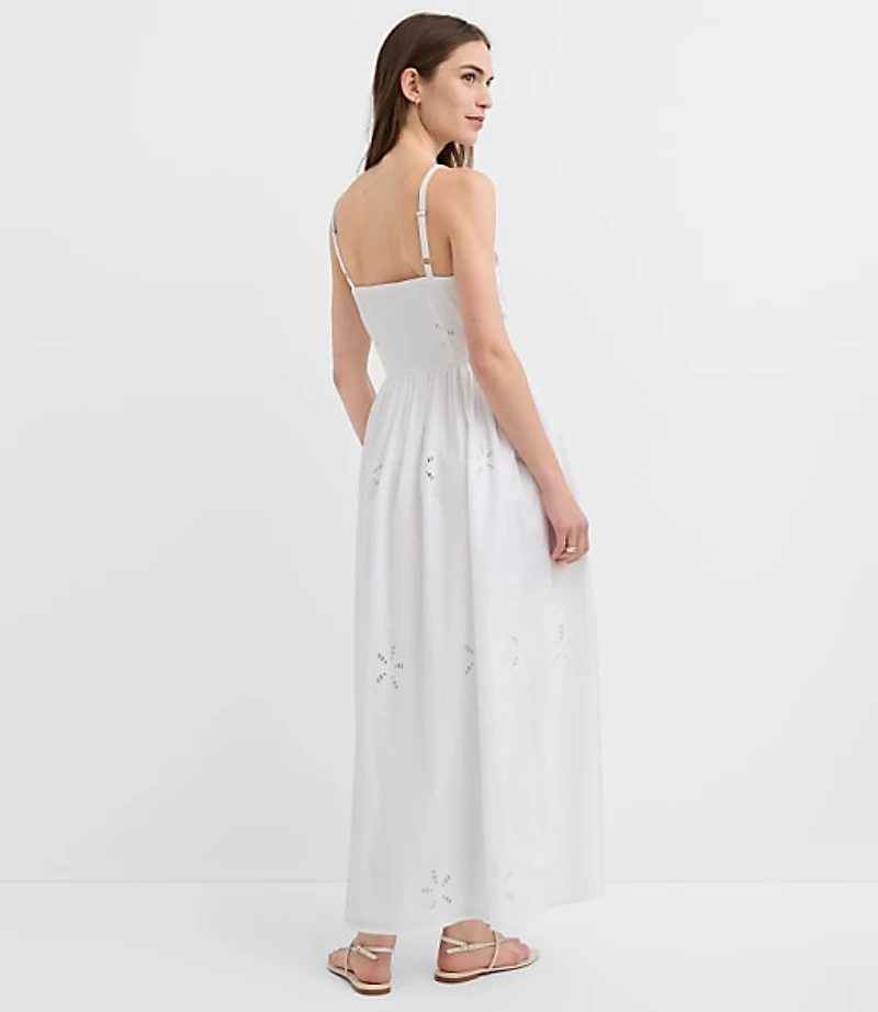 Petite Floral Eyelet Strappy Midi Dress