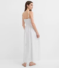 Petite Floral Eyelet Strappy Midi Dress