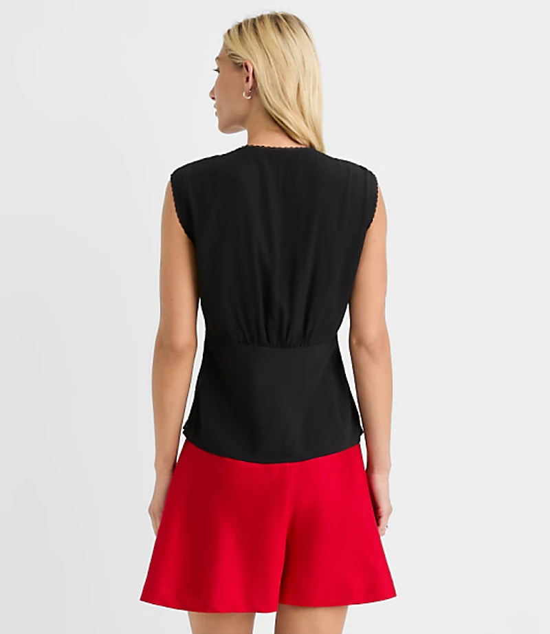 Petite Lace Trim Cap Sleeve Top