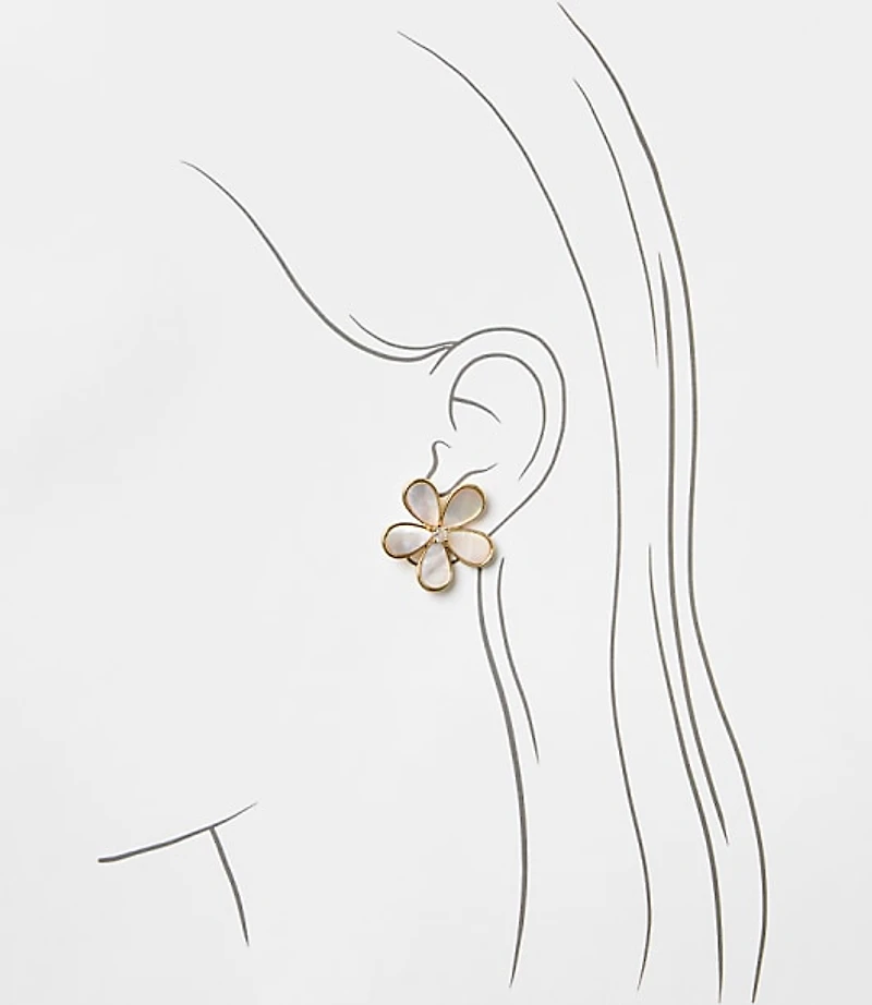 Mother Of Pearl Flower Stud Earrings