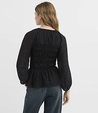 Smocked Peplum Top