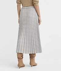 Plaid Pleated Midi Skirt